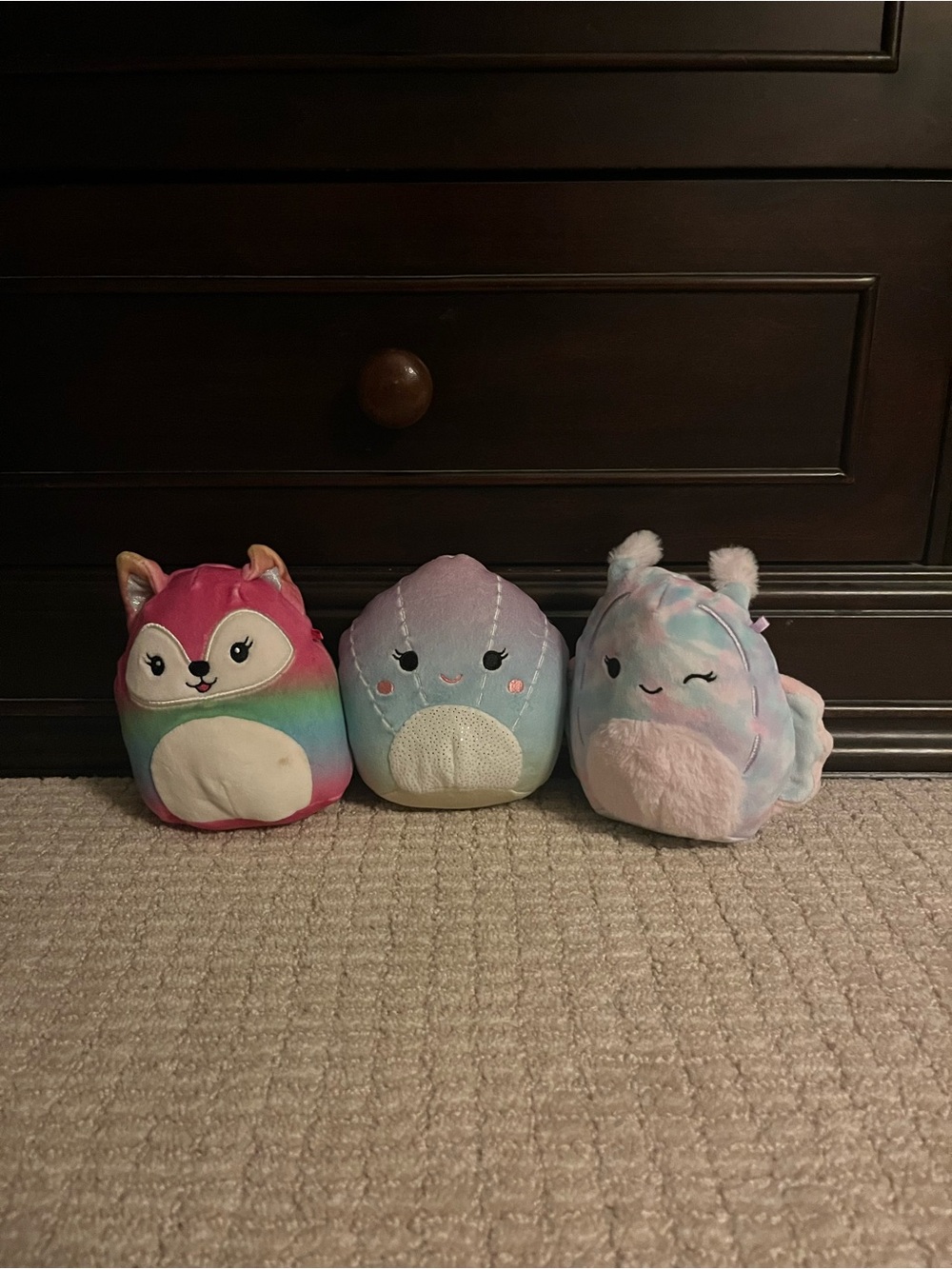 Squishmallows Pastel Rainbow Fox, Shell & Narwhal Plush Set